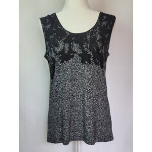 Coldwater Creek Black and Gray Sleeveless Tank Top Size M (10-12) Floral Shadow